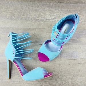 Multi Strap Open Toe Heels